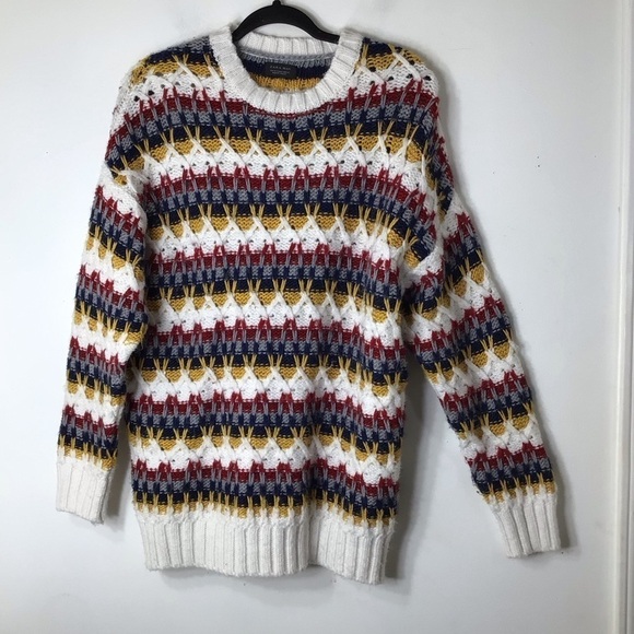 Zara men sweater medium multicolor wool rare unique - Picture 6 of 9